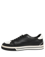 Black Leather Crown Milano Men Sneakers Shoes