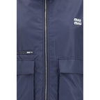 Blue Polyester Full-Length Jacket