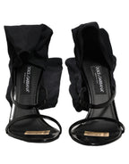 Stiletto Sandals Socks Knee High Boots Black