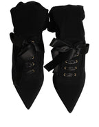 Black Stiletto Heels Mid Calf Boots Shoes