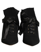 Black Stiletto Heels Mid Calf Boots Shoes