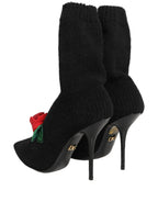 Black Stiletto Heels Mid Calf Boots Shoes