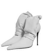 Gray Stretch Socks Heels Ankle Boots Shoes
