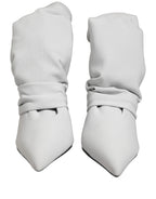 Gray Stretch Socks Heels Ankle Boots Shoes