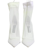 White Tulle Stretch Mesh Sock Boots Shoes