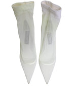 White Tulle Stretch Mesh Sock Boots Shoes