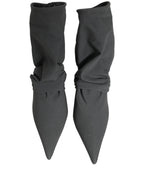 Gray Stretch Socks Heels Ankle Boots Shoes