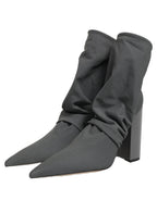 Gray Stretch Socks Heels Ankle Boots Shoes