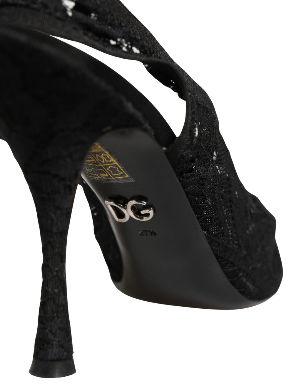 Black Lace Pointed Toe Slingback Pumps Shoes