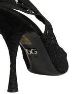 Black Lace Pointed Toe Slingback Pumps Shoes