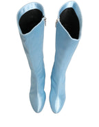 Light Blue Satin Knee High Boots Shoes