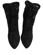 Black Socks Taormina Lace Pumps Boots Shoes