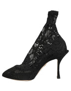Black Socks Taormina Lace Pumps Boots Shoes