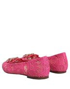 Pink Taormina Lace Crystals Flats Shoes