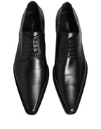 Black Leather Lace Up Derby Dress Shoes