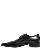 Black Leather Lace Up Derby Dress Shoes