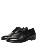 Black Leather Lace Up Derby Dress Shoes