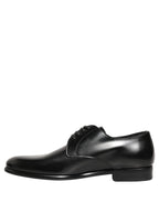 Black Leather Lace Up Derby Dress Shoes