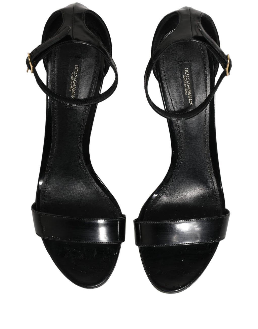 Black Leather Ankle Strap Heels Sandals Shoes