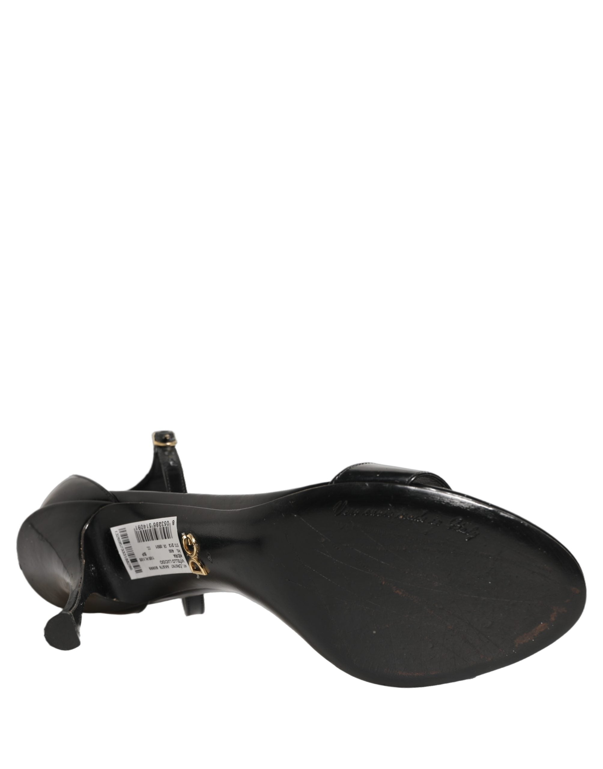 Black Leather Ankle Strap Heels Sandals Shoes