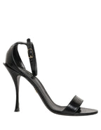 Black Leather Ankle Strap Heels Sandals Shoes