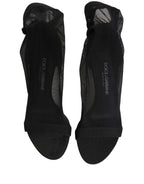 Black Nylon Mesh Sock Style Boots Shoes