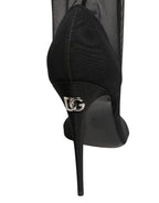 Black Nylon Mesh Sock Style Boots Shoes