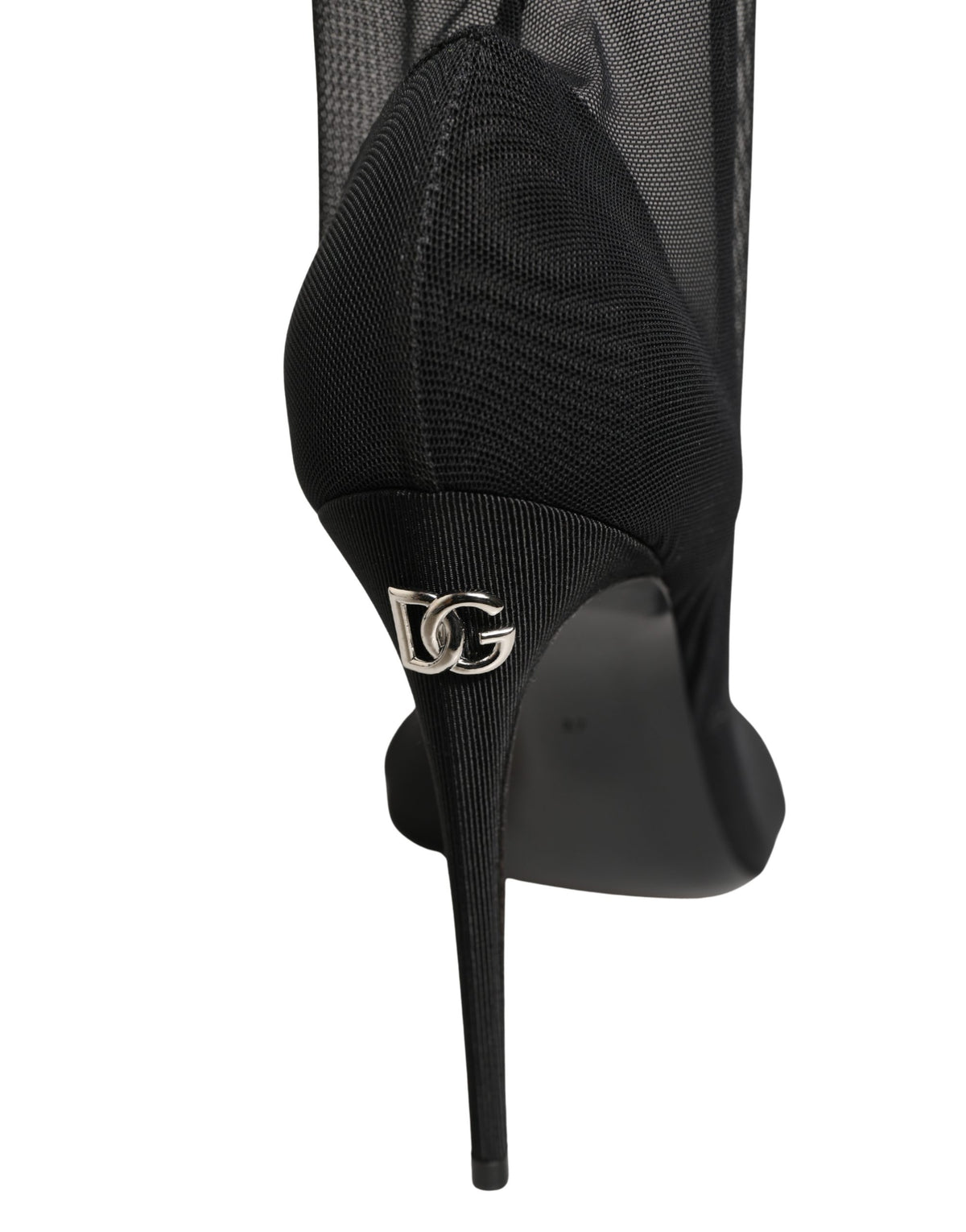 Black Nylon Mesh Sock Style Boots Shoes