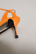 Orange Leather Stiletto Heels Sandals Shoes