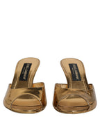 Gold Keira Leather Mules Sandals Shoes