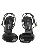 Black Leather Ankle Strap Heels Sandals Shoes
