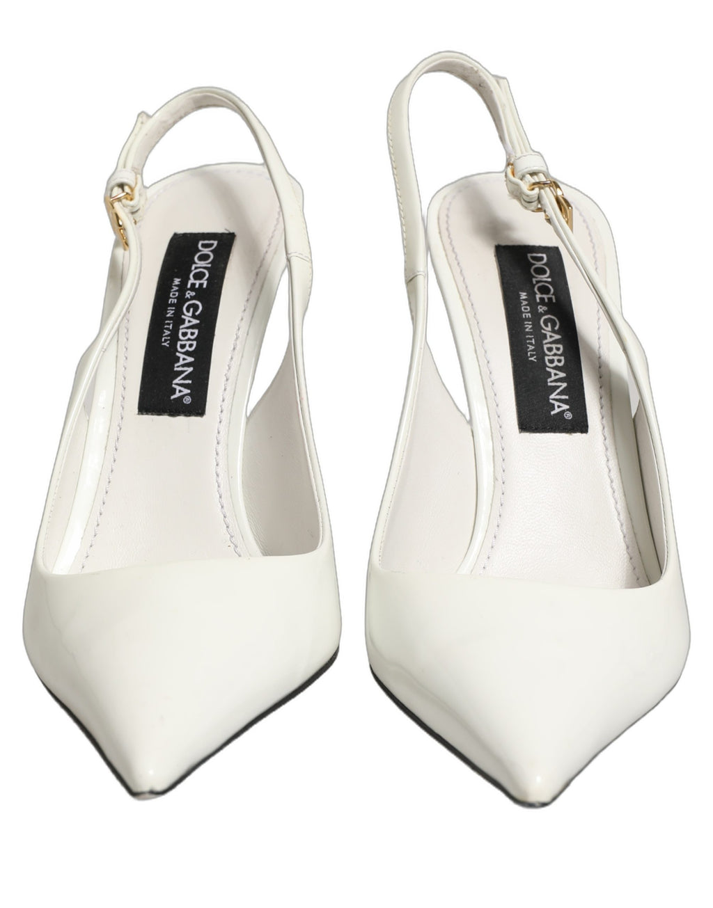 White Leather Slingback Heels Sandals Shoes