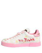 White Pink Portofino Royal Pig Sneakers Shoes