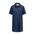 Blue Cotton Casual Dress