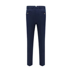 Blue Cotton Casual Pants