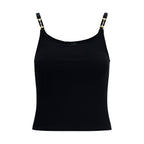 Black Viscose Sleeveles T-Shirt