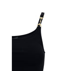 Black Viscose Sleeveles T-Shirt