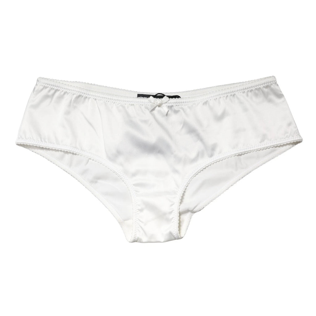 White Silk Stretch Mid Waist Brief Panty Underwear