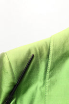 Green Silk SingleBreasted Embellished Blazer