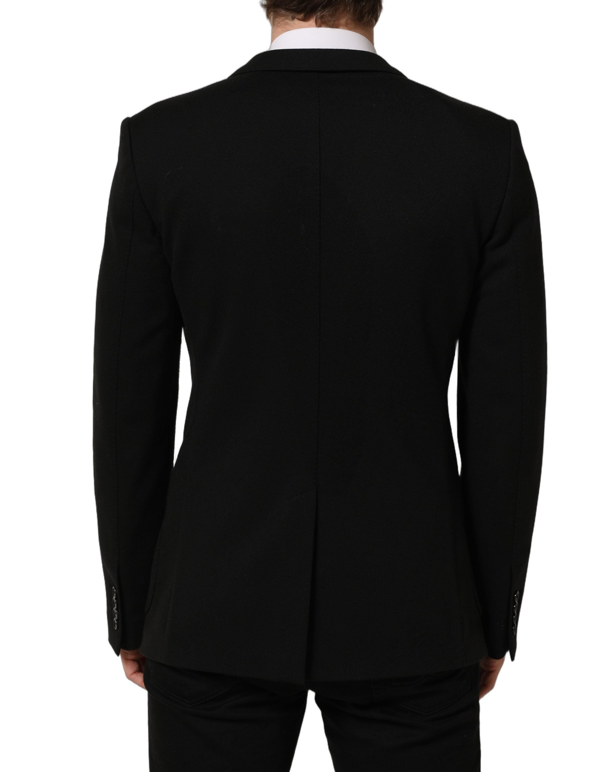 Black Logo Crest SingleBreasted Coat Blazer