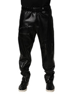 Black PU Leather Zipper Men Trouser Pants