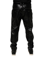 Black PU Leather Zipper Men Trouser Pants