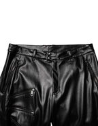 Black PU Leather Zipper Men Trouser Pants