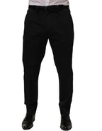 Black Cotton Tapered Leg Dress Trouser Pants