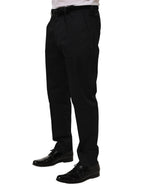 Black Cotton Tapered Leg Dress Trouser Pants