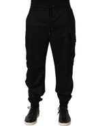 Black Mid Waist Cargo Jogger Sweatpants Pants