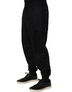 Black Mid Waist Cargo Jogger Sweatpants Pants