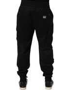 Black Mid Waist Cargo Jogger Sweatpants Pants