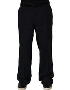 Black Linen Straight Leg Dress Trouser Pants