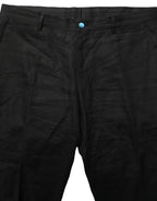 Black Linen Skinny Leg Dress Trouser Pants